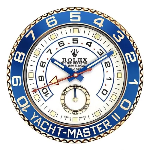 Rolex Yacht Master ll Gold & Blue Wall Clock - QualitySwissReplica
