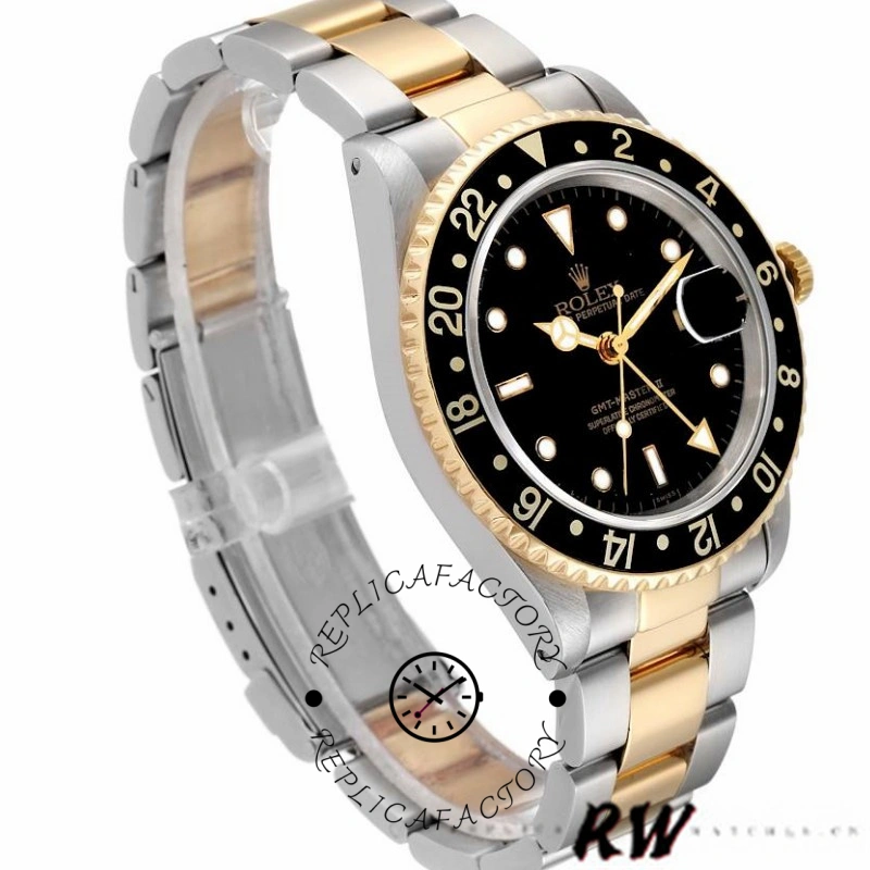 Rolex GMT-Master II 16713LN Steel Yellow Gold Black Dial 40MM Mens Replica Watch - QualitySwissReplica