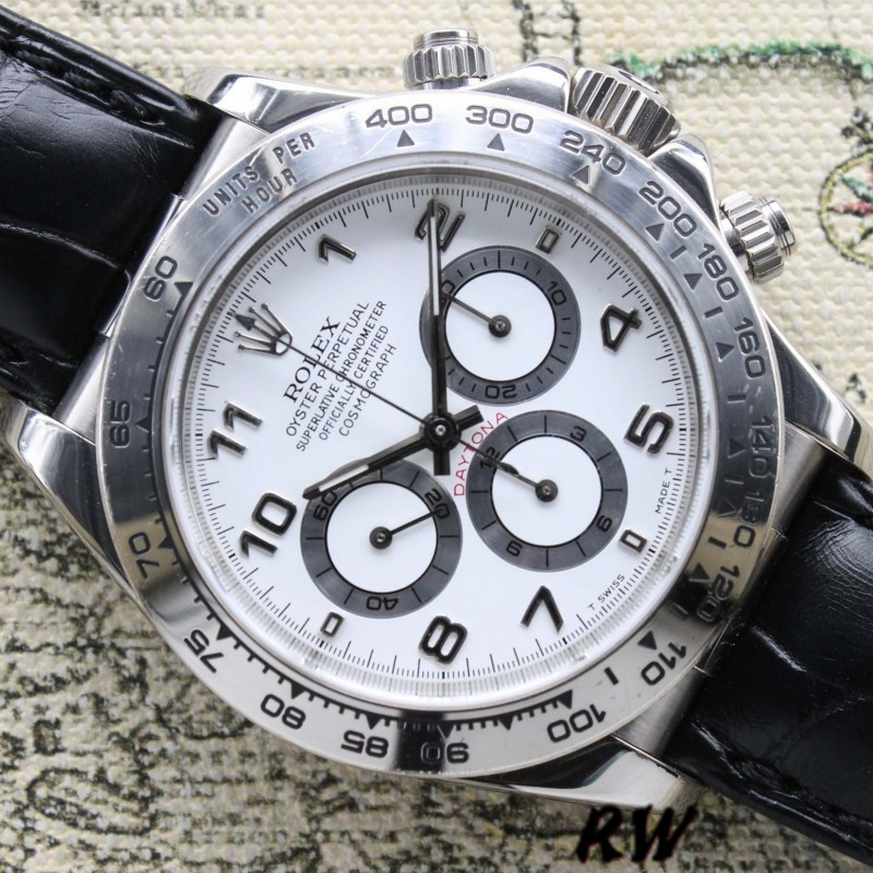 Rolex Daytona 16519 White Dial Black Leather strap 40mm Mens Replica Watch - QualitySwissReplica
