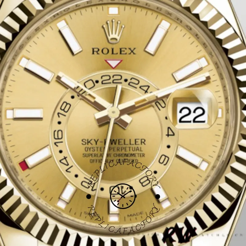 Rolex Sky-Dweller 326138 Champagne Dial Yellow Gold 42MM Mens Replica Watch - QualitySwissReplica