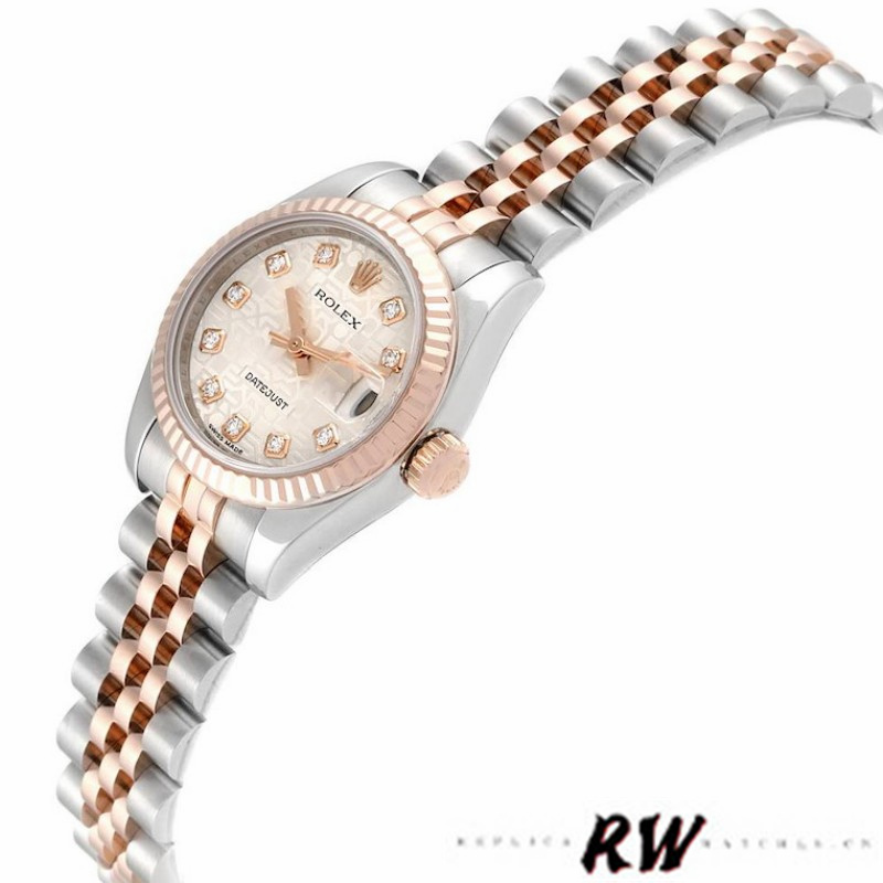 Rolex Datejust 179171 Silver jubilee anniversary Dial Fluted Bezel 26MM Lady Replica Watch - QualitySwissReplica