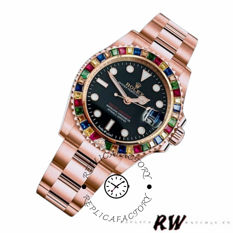 Rolex Yacht-Master 116695 Everose Gold Black Dial 40MM Mens Replica Watch - QualitySwissReplica