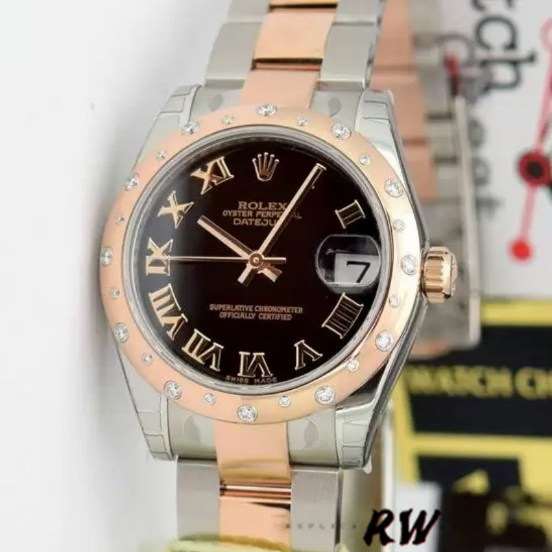 Rolex Datejust 178341 Black Roman Numerals Dial 31MM Lady Replica Watch - QualitySwissReplica