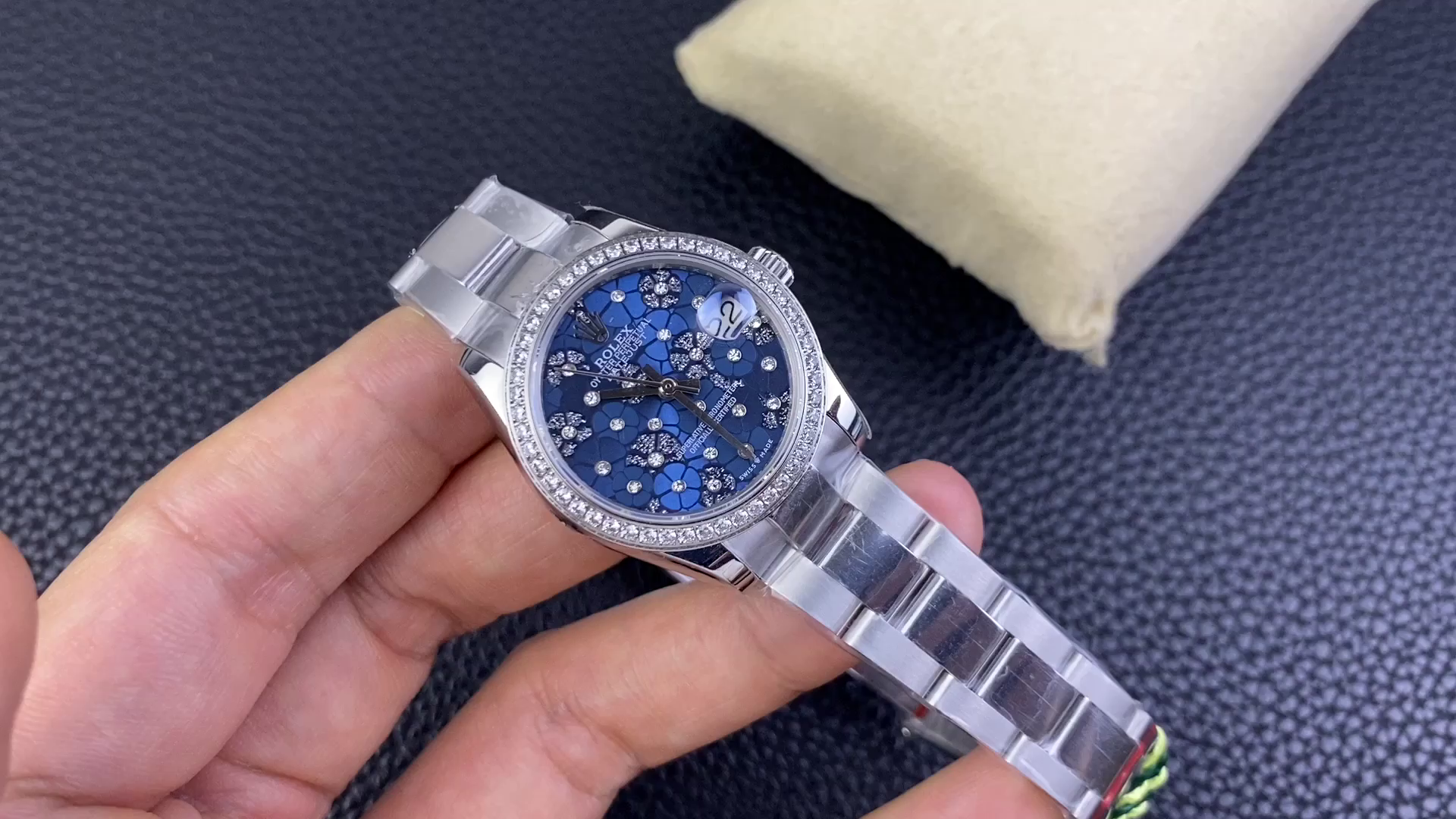 Rolex Datejust 31 Azzurro Blue Floral Motif with Diamonds Steel M278384RBR 0039 Ladies Watch - QualitySwissReplica