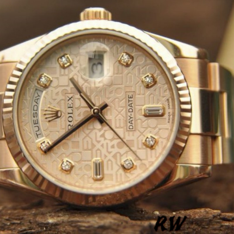 Rolex Day-Date 118205 Jubilee Champagne Dial 36mm Unisex Replica Watch - QualitySwissReplica
