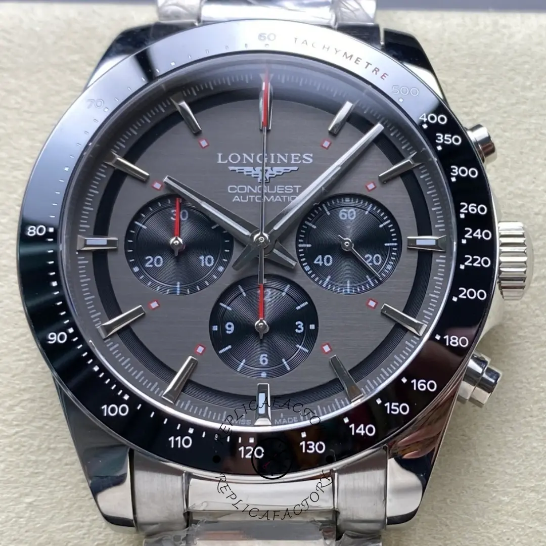 Longines Conquest 1:1 Clone Ski Edition Ceramic L3.836.4.52.9 Grey 42 Chronograph - QualitySwissReplica