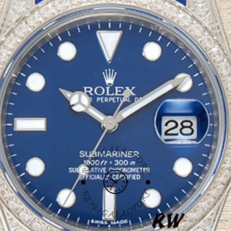 Rolex Submariner 116610 Blue Dial Blue Rubber strap 40mm Mens Replica Watch - QualitySwissReplica