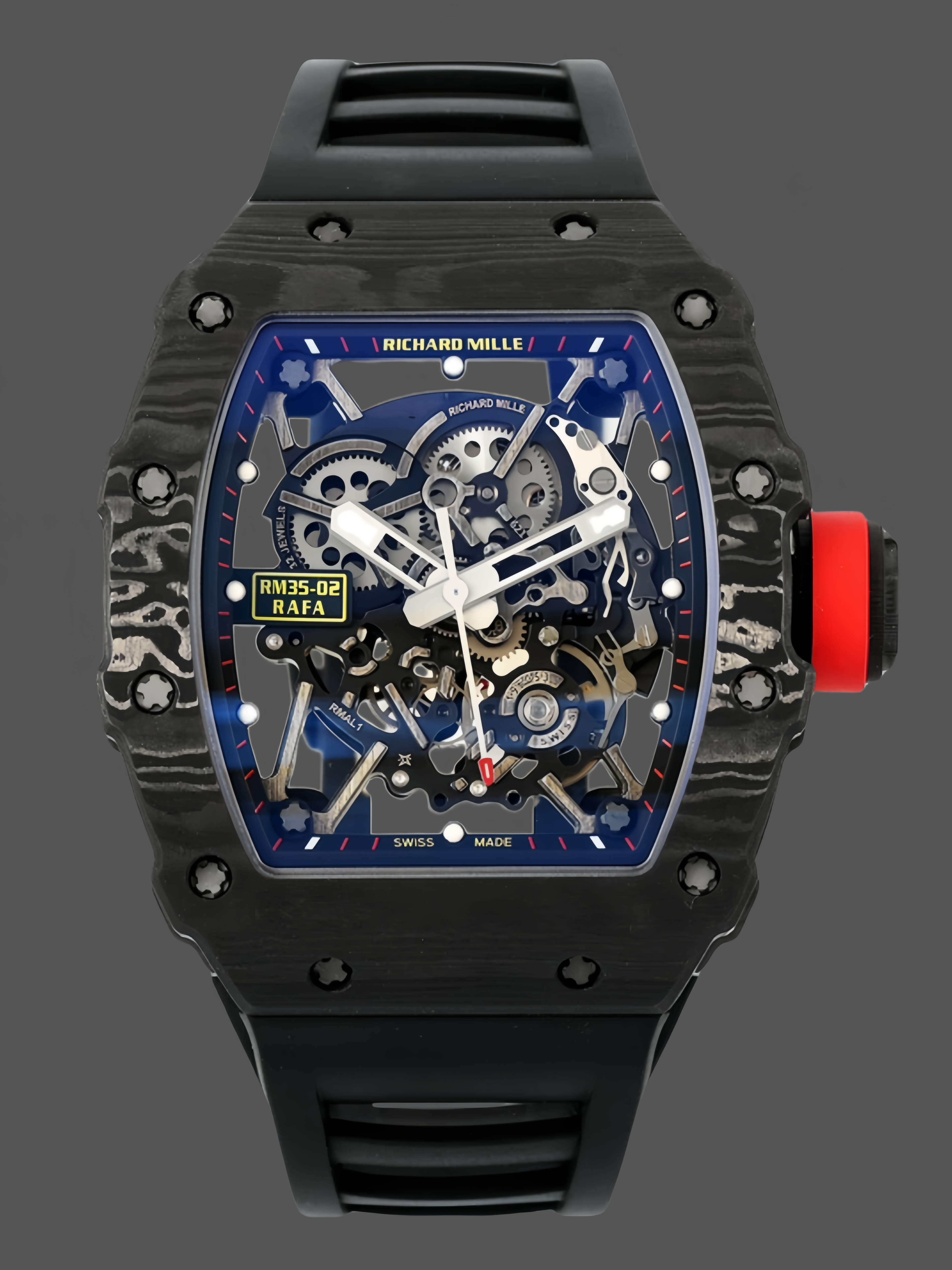 Richard Mille Rafael Nadal NTPT Carbon RM Black Rubber Strap RM035-02 - QualitySwissReplica