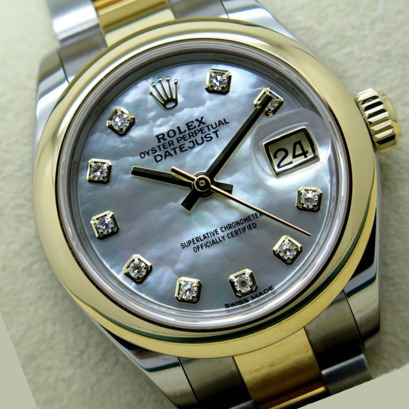 Rolex Datejust 279163 Mother of Pearl Diamond Dial Domed Bezel 28mm Lady Replica Watch - QualitySwissReplica