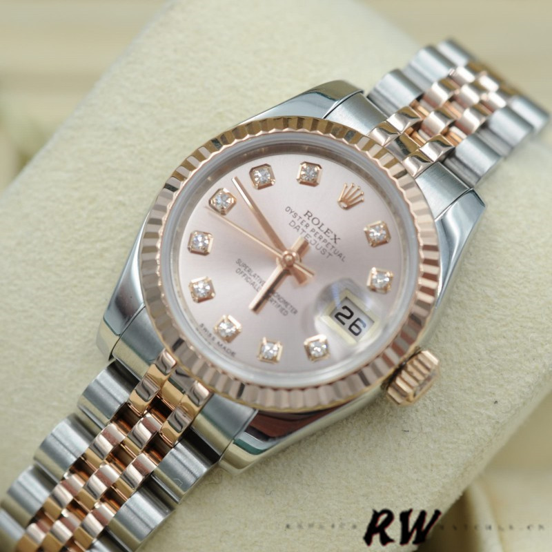 Rolex Datejust 179171 Pink Diamond Dial Fluted Bezel 26MM Lady Replica Watch - QualitySwissReplica
