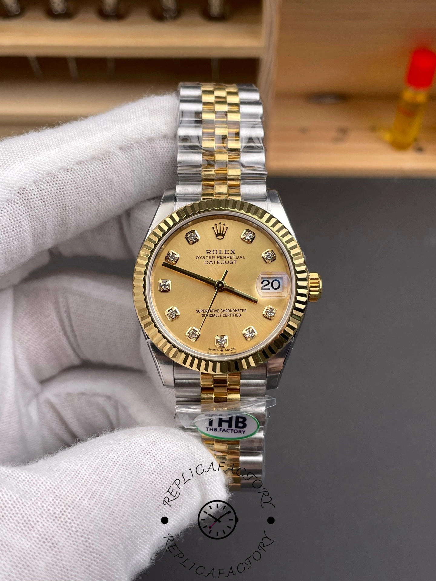 Rolex Datejust 31mm Stainless Steel and Yellow Gold 278273 0026 Champagne Diamond Jubilee - QualitySwissReplica