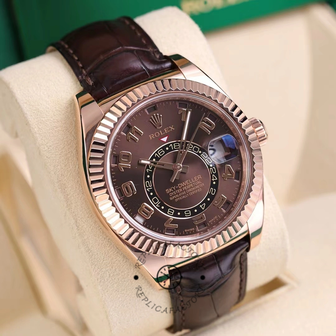 Rolex Sky-Dweller 326135 Chocolate Arabic Sunray Brown Dial 42MM Mens Replica Watch - QualitySwissReplica