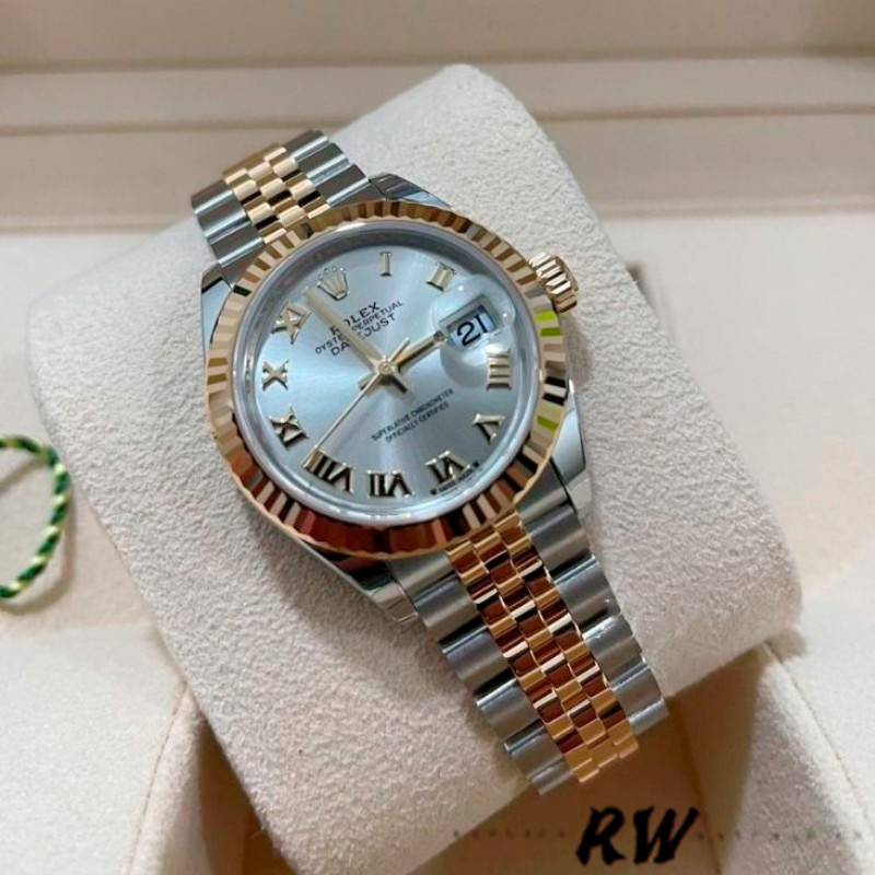 Rolex Datejust 279173 Silver Roman Numeral Dial Fluted Bezel 28mm Lady Replica Watch - QualitySwissReplica