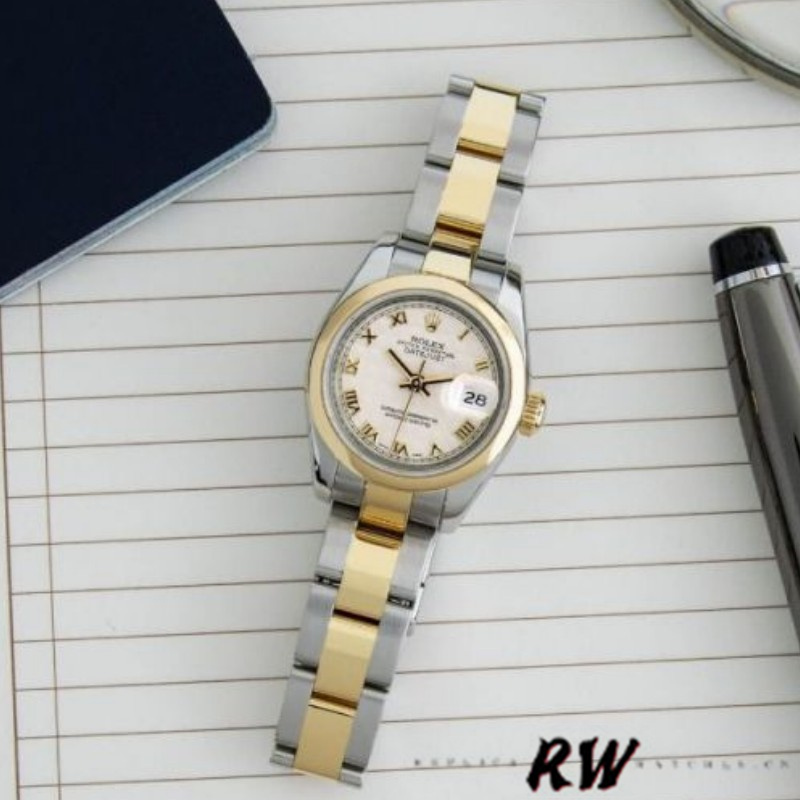 Rolex Datejust 179163 Smooth Bezel Pyramid Ivory Dial 26MM Lady Replica Watch - QualitySwissReplica