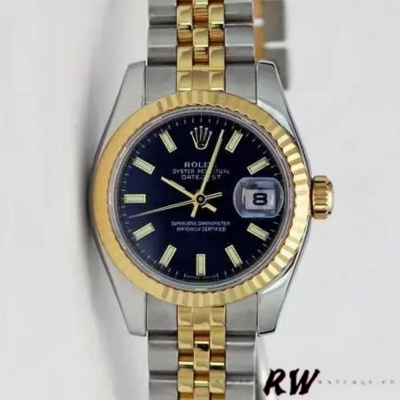Rolex Datejust 179173 Blue Index Dial Fluted Bezel 26MM Lady Replica Watch - QualitySwissReplica