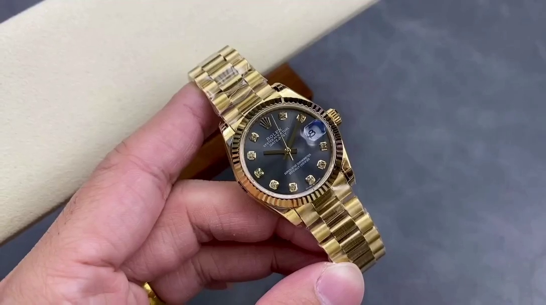 Rolex Datejust 31 Automatic 18k Yellow Gold Diamond Grey Dial m278278 0036 Ladies Watch - QualitySwissReplica