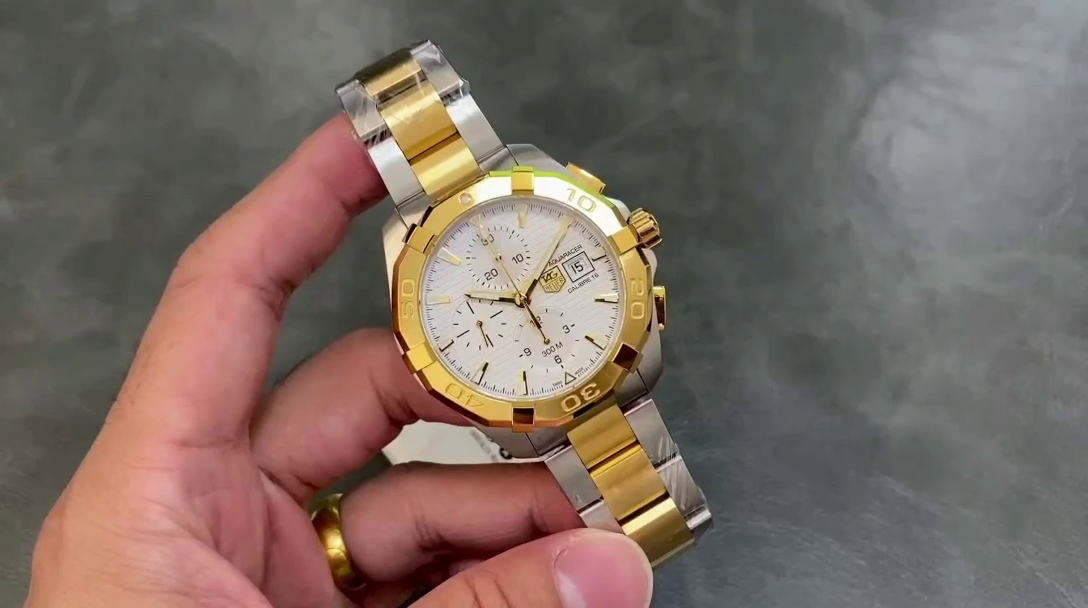 Tag Heuer Aquaracer Chronograph CAY2121.BB0923 43mm Gold/Silver - QualitySwissReplica