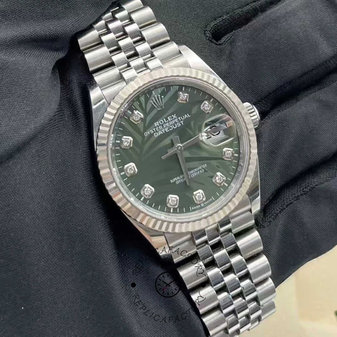 Rolex Datejust 126234 Olive Green Palm Motif Dial 36MM Unisex Replica Watch - QualitySwissReplica