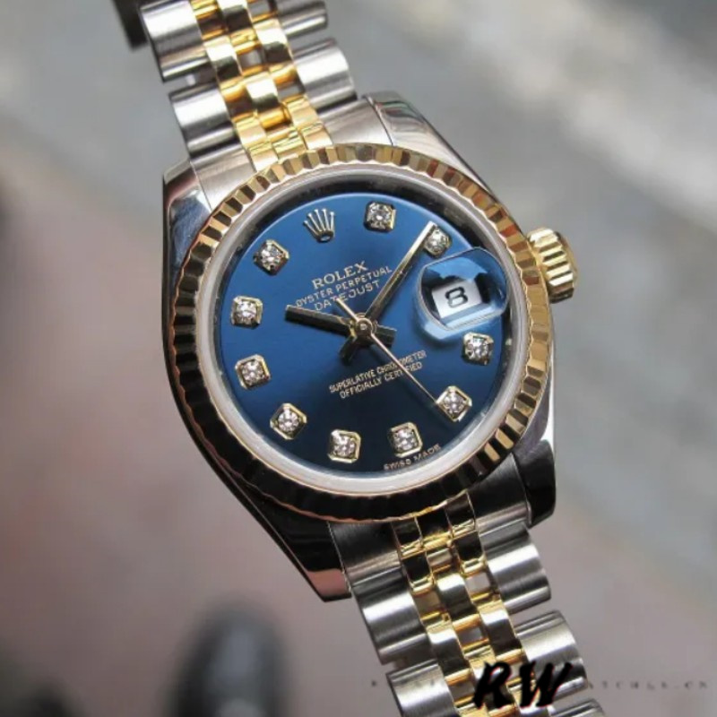 Rolex Datejust 179173 Blue Diamond Dial Fluted Bezel 26MM Lady Replica Watch - QualitySwissReplica