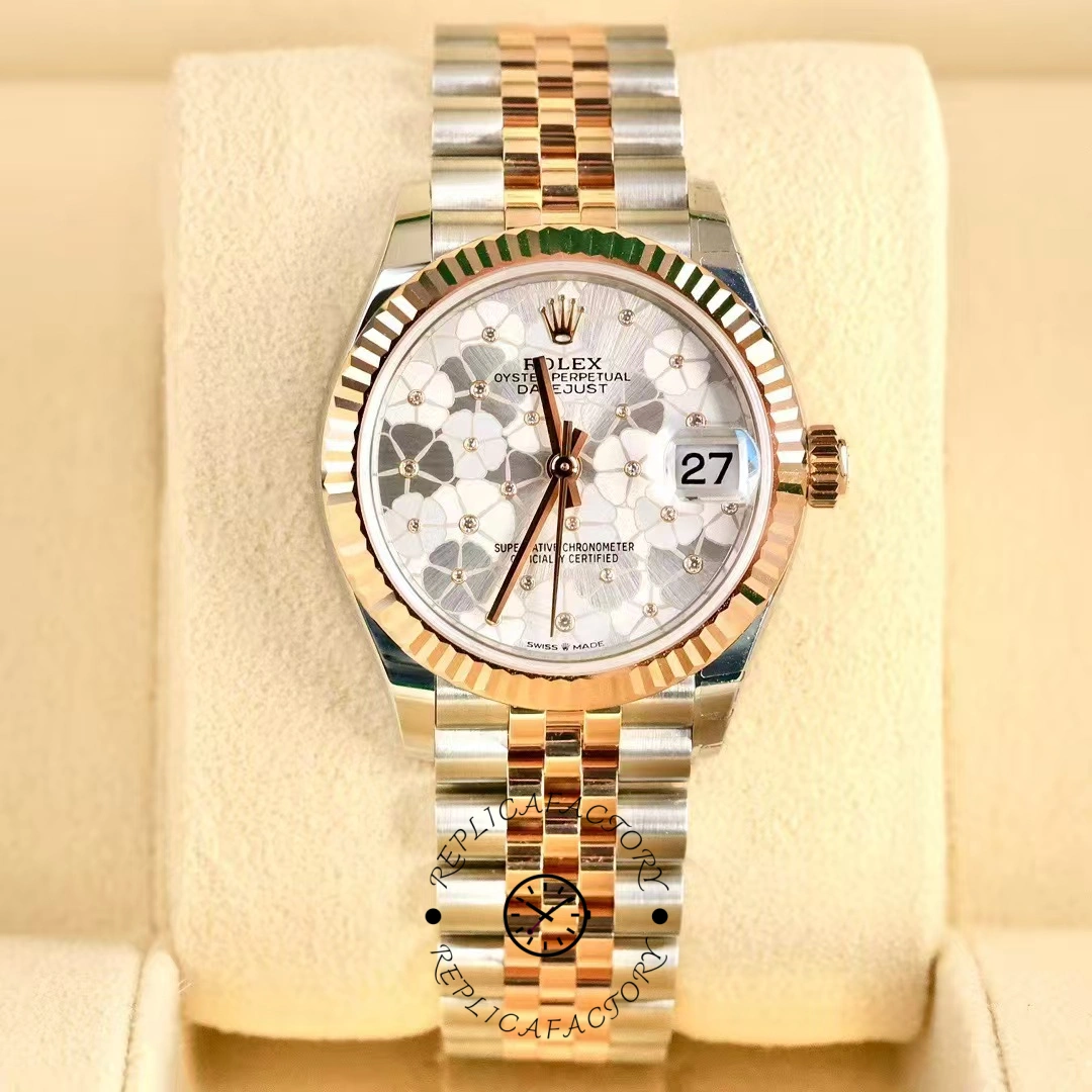 Rolex Datejust 31mm Rose Gold 278271 Silver Floral Jubilee Women's Watch - QualitySwissReplica