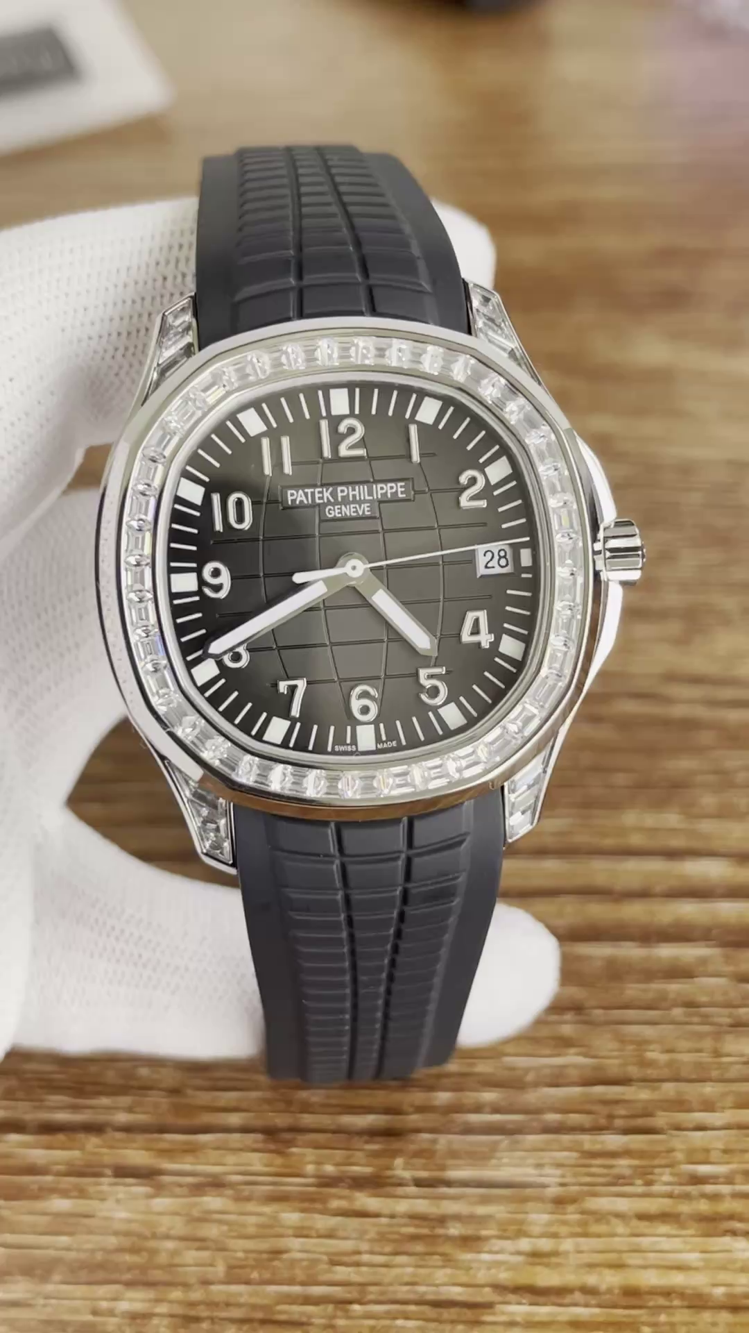 Replica Patek Philippe Aquanaut 5267 200A 001 Black Dial Diamond Bezel Watch - QualitySwissReplica