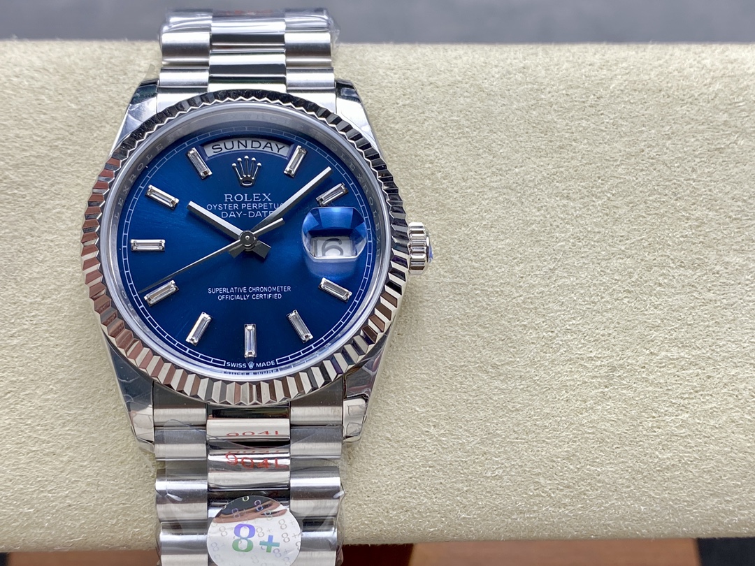 Rolex Day Date White Gold 36 Blue Diamond Dial m128239 0069 - QualitySwissReplica