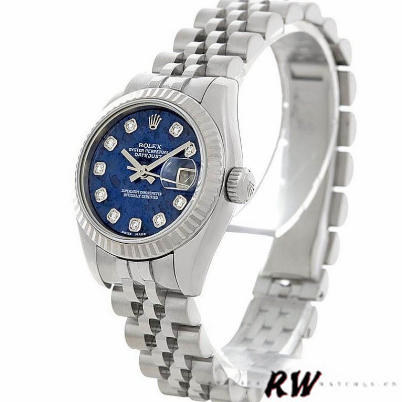 Rolex Datejust 179174 Sodalite Diamond Dial Fluted Bezel 26MM Lady Replica Watch - QualitySwissReplica