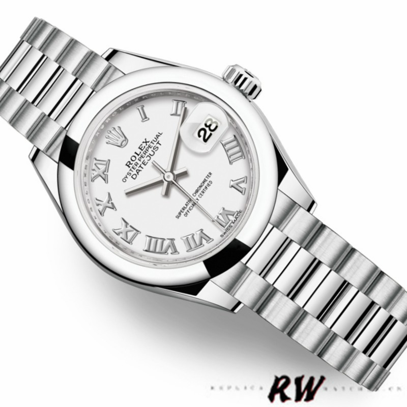 Rolex Datejust 279166 White Roman Numeral Dial Domed Bezel 28mm Lady Replica Watch - QualitySwissReplica