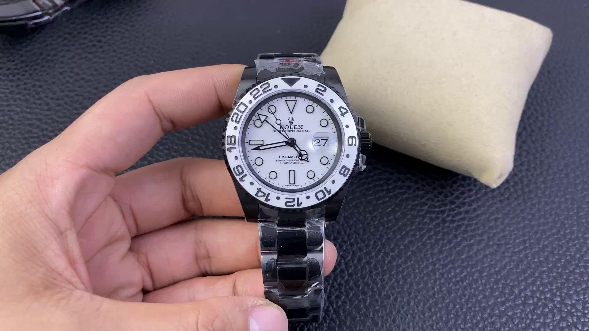 Rolex GMT Master II Black PVD/DLC Coated White Dial Stainless Steel 16710 Men's Watch - QualitySwissReplica