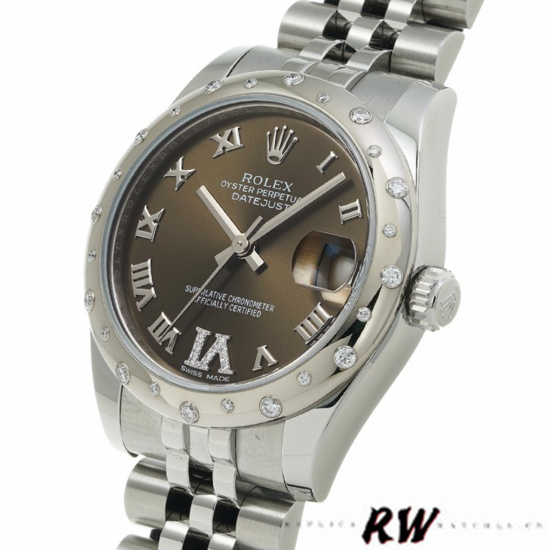 Rolex Datejust 178344 Bronze Dial VI Diamonds 31MM Lady Replica Watch - QualitySwissReplica