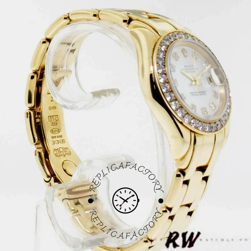 Rolex Pearlmaster 80298 White MOP Dial 29MM Lady Replica Watch - QualitySwissReplica