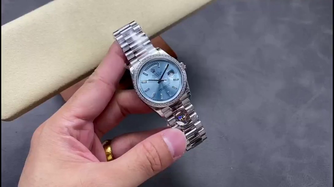 Rolex Day Date m128396tbr 0003 Platinum Ice Blue Dial 36 mm - QualitySwissReplica