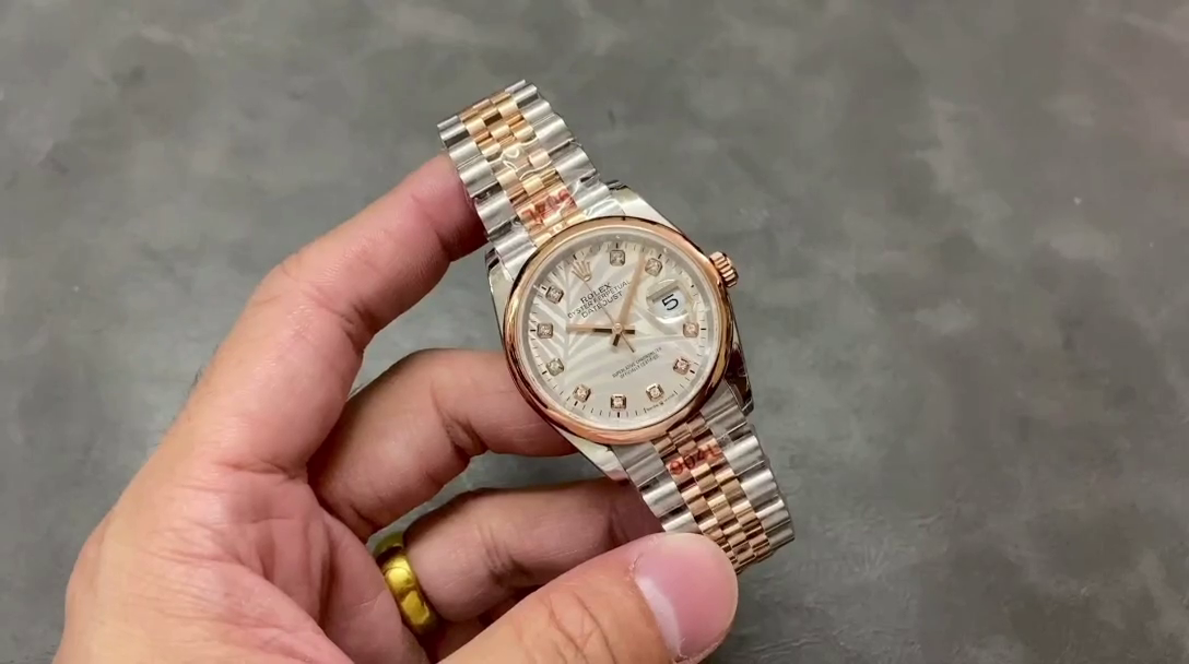 Rolex Datejust 36mm 126201 0038 Silver Palm Motif Dial Oyster Bracelet Watch - QualitySwissReplica