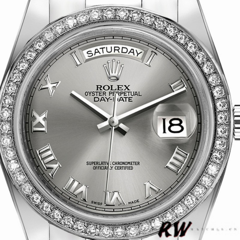 Rolex Day-Date 218349 Rhodium Grey Dial 41MM Mens Replica Watch - QualitySwissReplica
