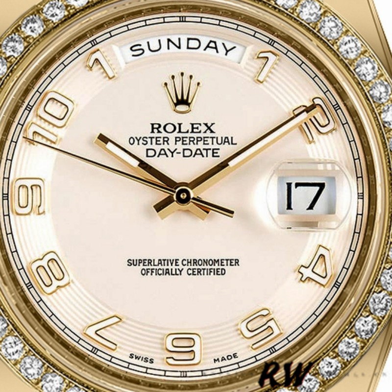 Rolex Day-Date 218348 Concentric Circle Ivory Dial 41MM Mens Replica Watch - QualitySwissReplica