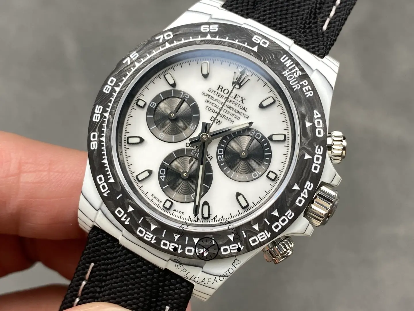 Replica Rolex Daytona IRBIS DiW White & Black Dial Black Nylon Strap 41mm - QualitySwissReplica