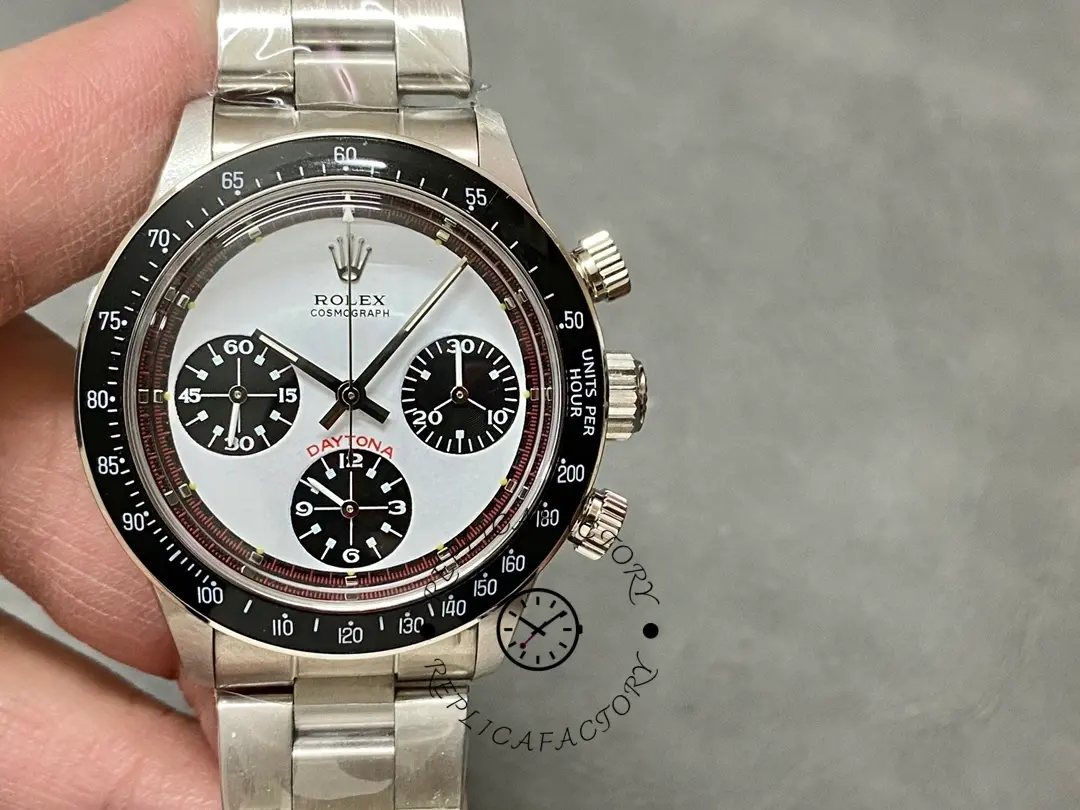 Rolex Daytona 6241 White Exotic Paul Newman Dial Mens Replica Watch - QualitySwissReplica