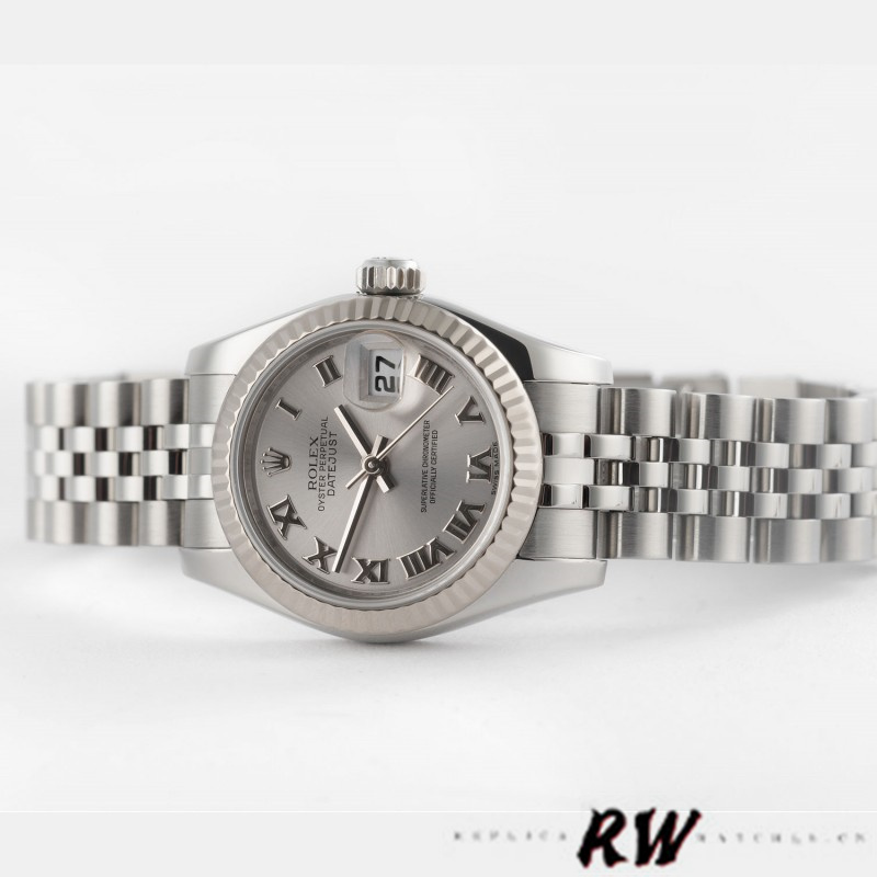Rolex Datejust 179174 Rhodium Grey Dial Fluted Bezel 26MM Lady Replica Watch - QualitySwissReplica