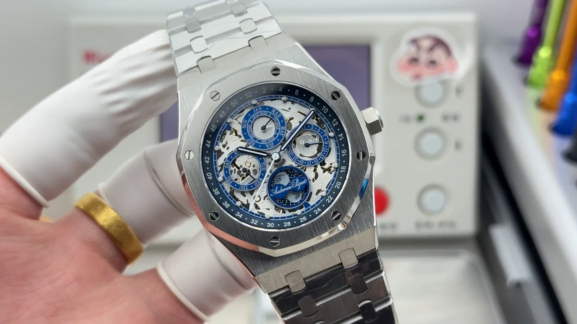 AP Royal Oak 26585XT.OO.1220XT.01 1:1 Clone 41 Titanium Openworked Blue - QualitySwissReplica