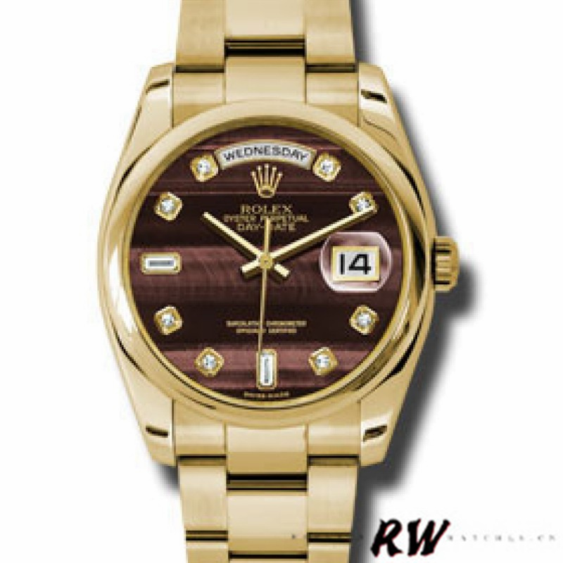 Rolex Day-Date 118208 Yellow Gold Domed 36mm Unisex Replica Watch - QualitySwissReplica