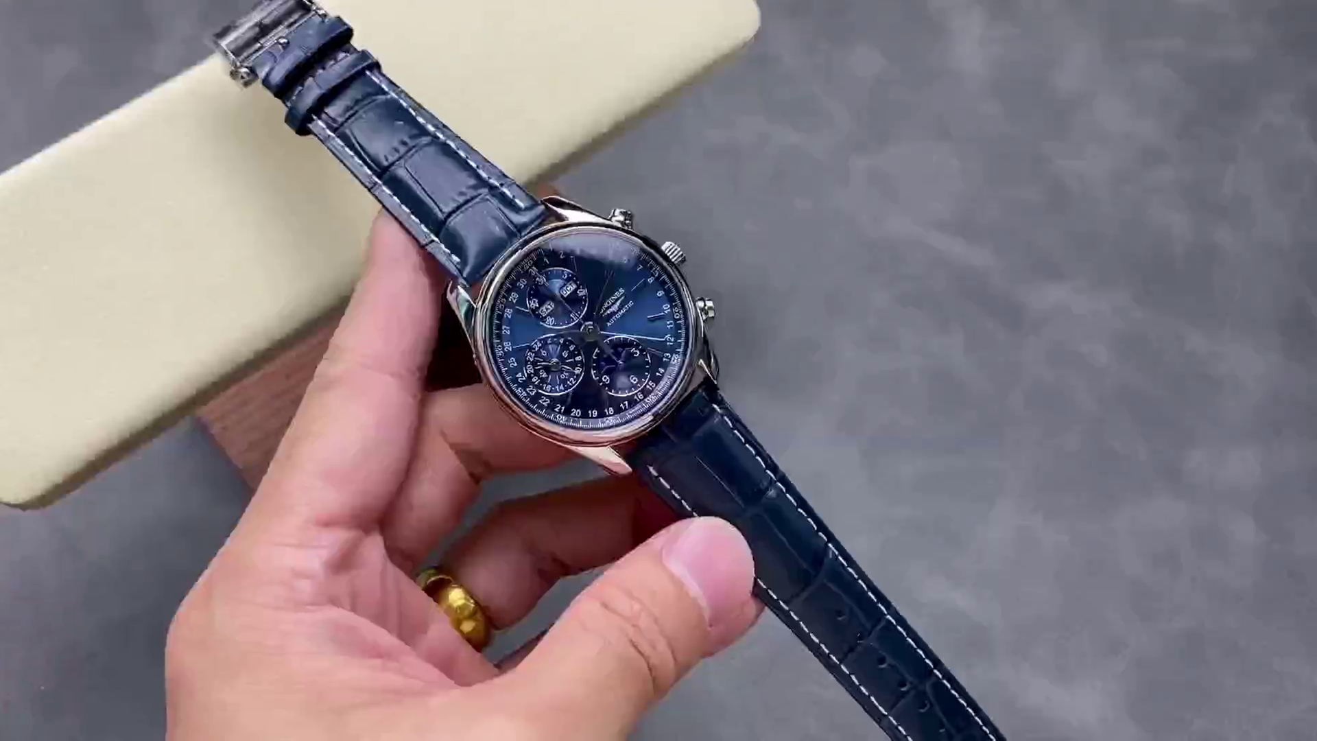 Longines Master Collection 42 Chronograph L2.673.4.92.0 1:1 Clone Blue Strap - QualitySwissReplica