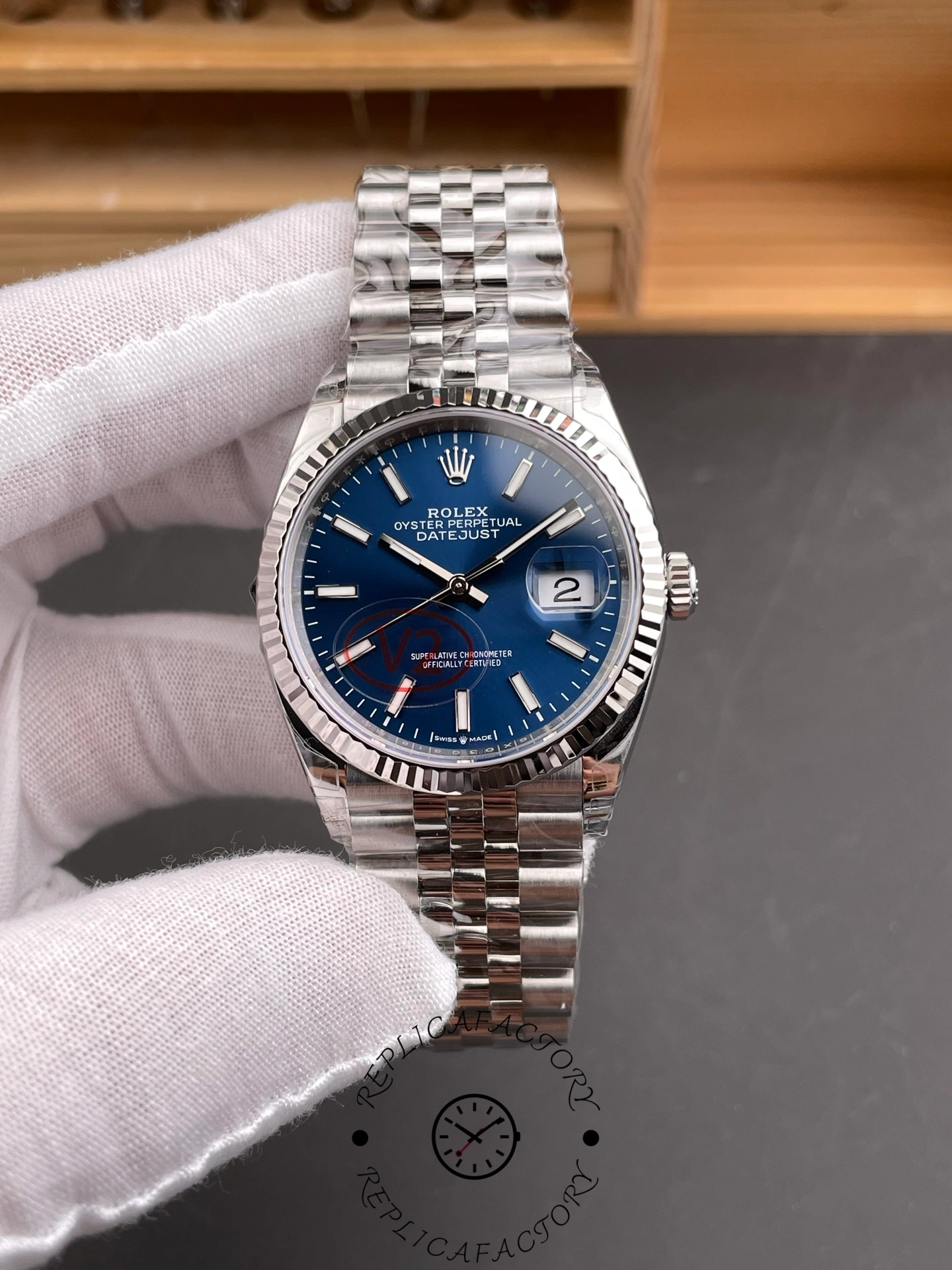 Rolex Datejust 126234 Blue Index Dial Fluted Bezel 36MM Unisex Replica Watch - QualitySwissReplica