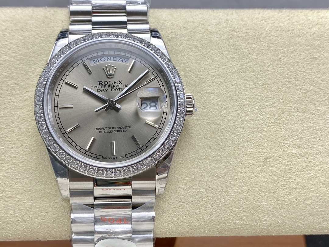 Rolex Day Date 36mm Platinum and Diamonds Bezel 128396tbr 0004 - QualitySwissReplica
