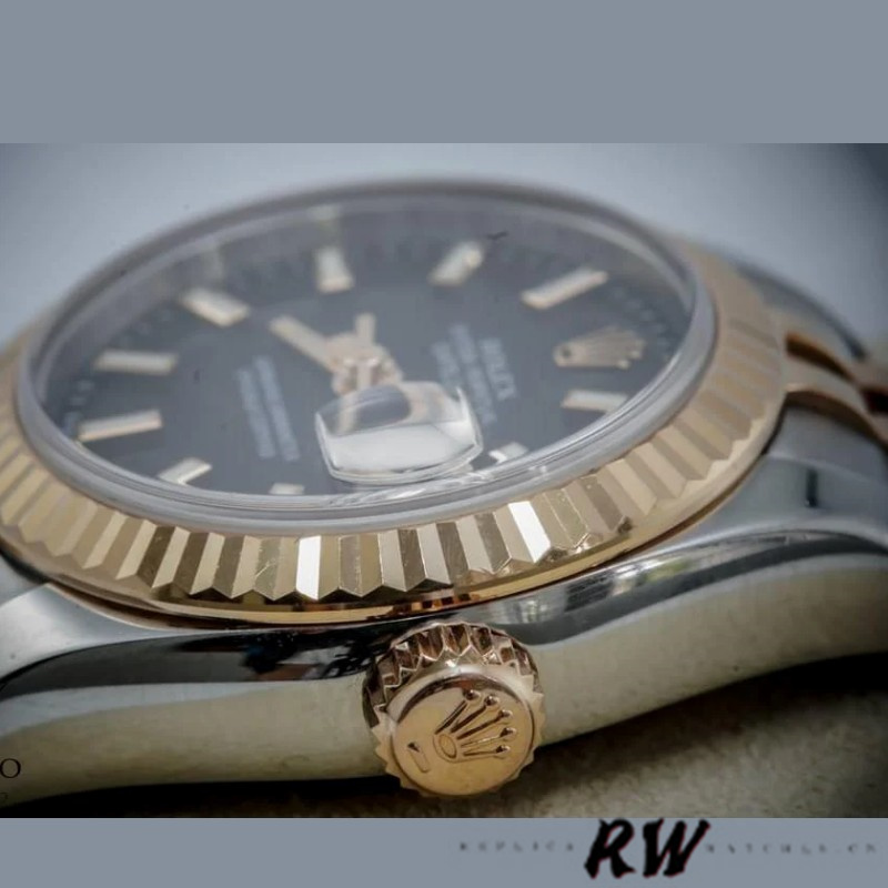 Rolex Datejust 179171 Black Dial Fluted Bezel 26MM Lady Replica Watch - QualitySwissReplica