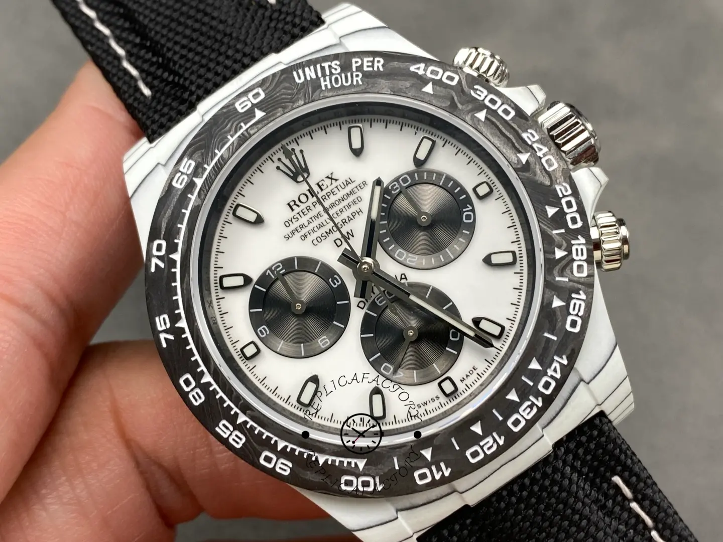 Replica Rolex Daytona IRBIS DiW White & Black Dial Black Nylon Strap 41mm - QualitySwissReplica