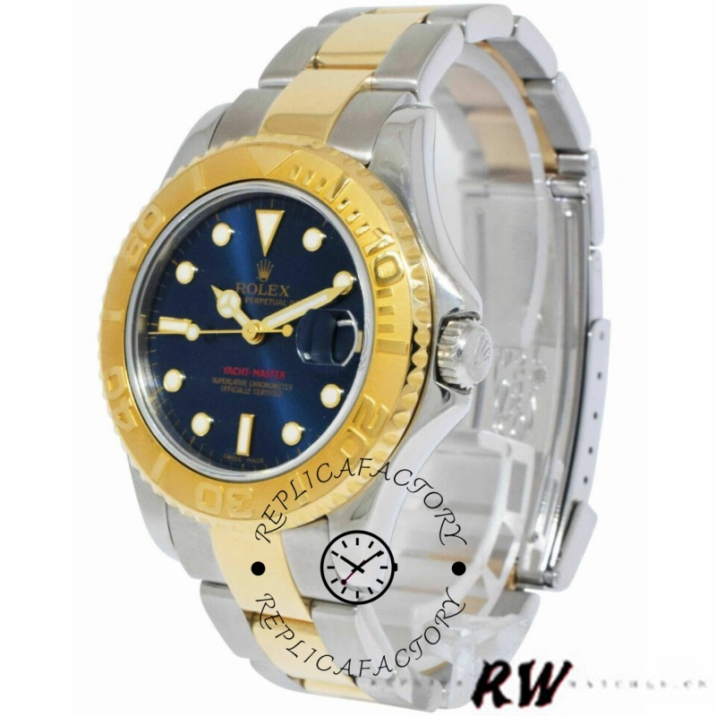 Rolex Yacht-Master 168623 Steel and Gold Blue Dial 35MM Unisex Replica Watch - QualitySwissReplica