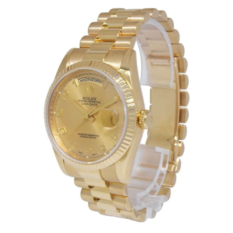 Rolex Day-Date 118238 Champagne Dial Arabic Numeral 36mm Unisex Replica Watch - QualitySwissReplica