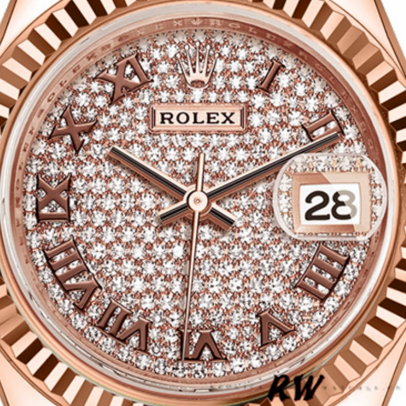 Rolex Datejust 279175 Diamond Pave Dial Rose Gold 28mm Lady Replica Watch - QualitySwissReplica