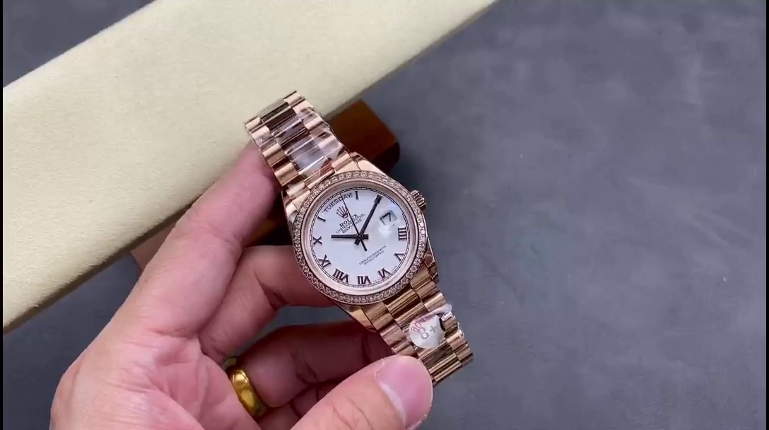 Rolex Day-Date 128345RBR White Dial Everose Gold 36MM Unisex Replica Watch - QualitySwissReplica