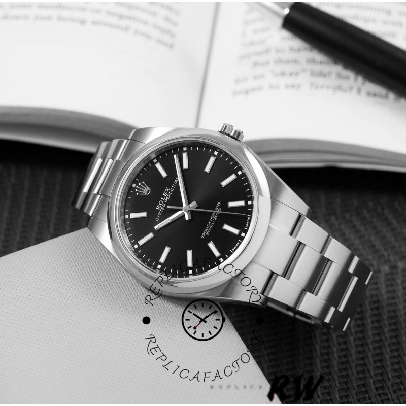 Rolex Oyster Perpetual 114300 Black Dial 39mm Mens Replica Watch - QualitySwissReplica